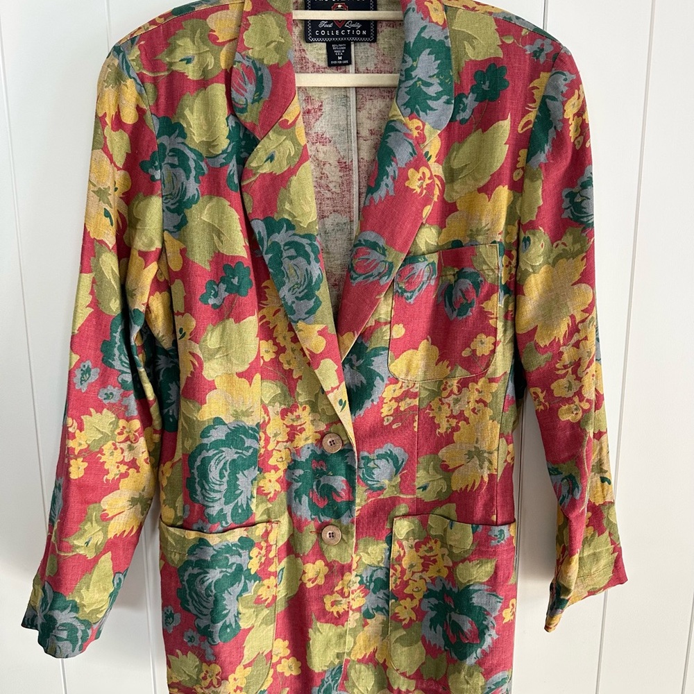 The Limited Collection Linen Blend Floral Blazer Cottagecore